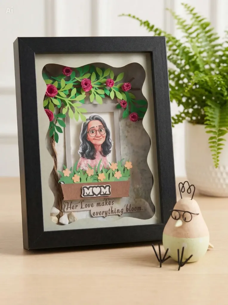 Handmade Personalised Photo Frame – Custom Photo & Quote Gift – 3D Box Frame 5x7 inch – Acrylic Keepsake – Gift for Loved Ones/Mom/ Family